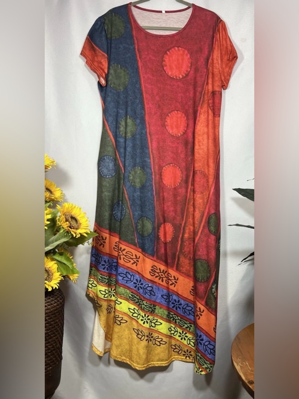 Bohemian Multicolor Polka-Dot Maxi Skirt